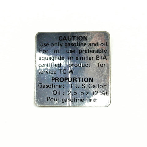 Oil Mixture Caution Sticker