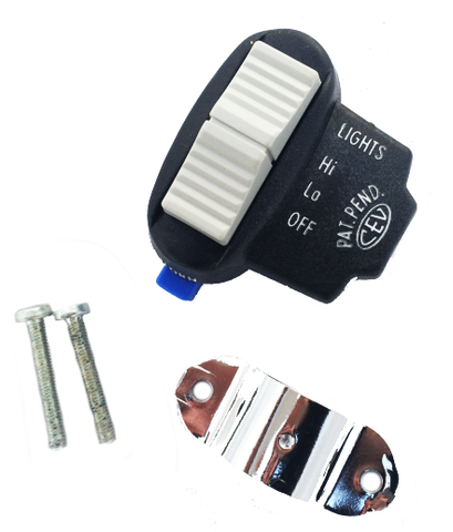 CEV Horn/Light Switch with Blue Horn Button and Grey Switch